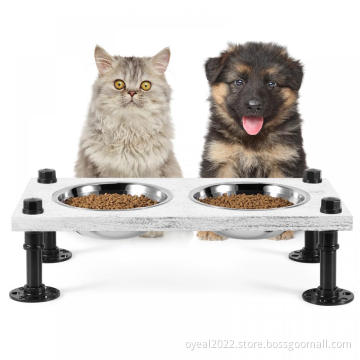 Pet Food Bowls with Dual Stainless Steel Bowl